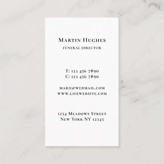 ライフグリーンの葬儀ディレクターの木 名刺 (裏面)