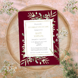 ライフグリーンリーBurgundyの葬儀お祝い 招待状