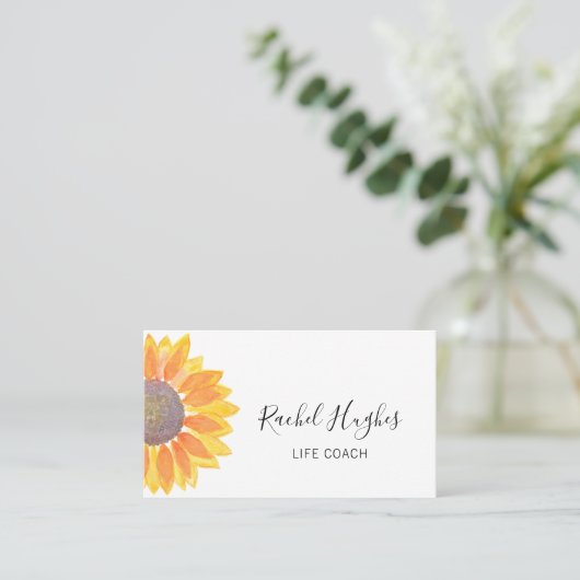 ライフコーチイエローサンフラワービジネスカード 名刺 (スタンド正面)