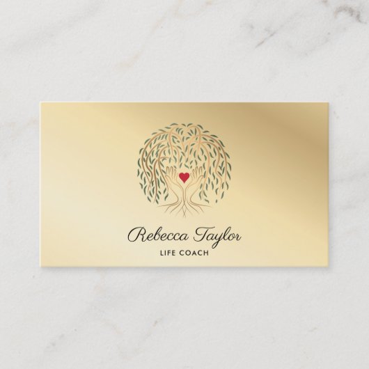 ライフコーチウィローツリーオブライフハートハンド 名刺 (正面)