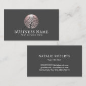 ライフコーチバラ金ゴールドツリーロゴカウンセラーダークグレー 名刺 (正面/裏面)