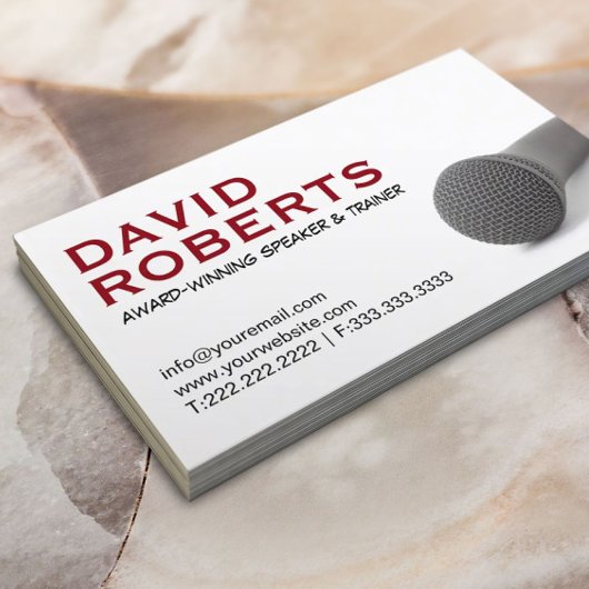 ライフコーチパブリックスピーカーはっきりした文字&マイク 名刺