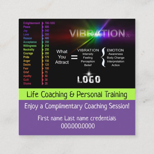 ライフコーチングの名刺 スクエア名刺 (裏面)