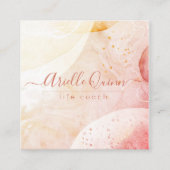 ライフコーチ抽象芸術水の色の形状バラスクリプト スクエア名刺 (正面)