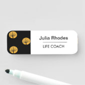 ライフコーチ金ゴールドツリーが黒く円 名札 (インサイチュ)