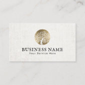 ライフコーチ金ゴールドツリーロゴリネンエレガントカウンセラー 名刺 (正面)