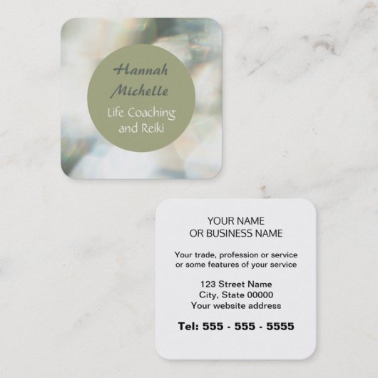 ライフコーチ霊気ダイヤモンドルック名刺 スクエア名刺 (正面/裏面)