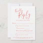 ライフコーラルオレンジ ホワイトハート ウェディング返信 RSVP 招待状 (裏面)