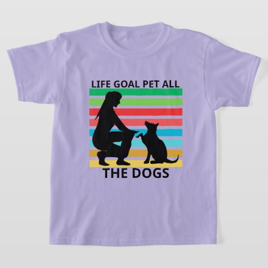 ライフゴールは全ての犬を撫でること Tシャツ (レイダウン)