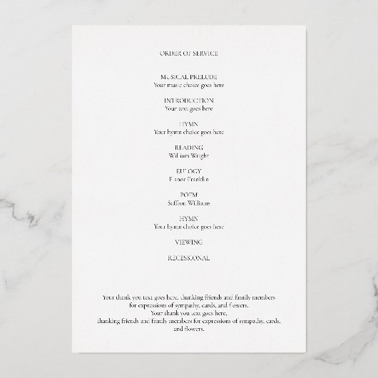 ライフゴールドフォイルプログラムの葬儀お祝い 箔招待状 (裏面)