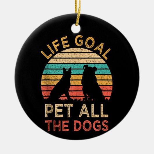 ライフゴールペットすべての犬おもしろいヴィンテージ犬の恋人 セラミックオーナメント (正面)