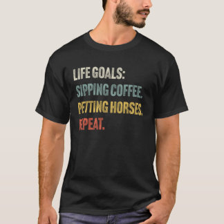 ライフゴールSIPコーヒー&ペット馬ヴィンテージ馬 Tシャツ