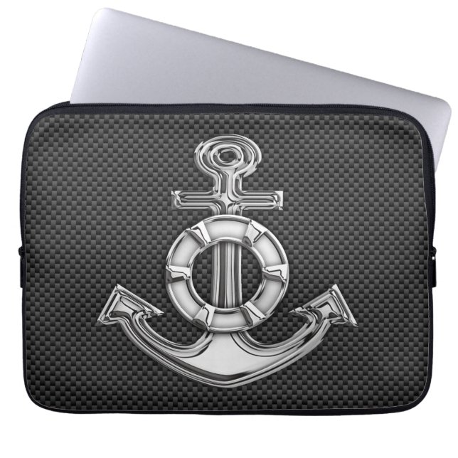 ライフサバーいかりオンカーボン繊維スタイルデコール ラップトップスリーブ (正面)