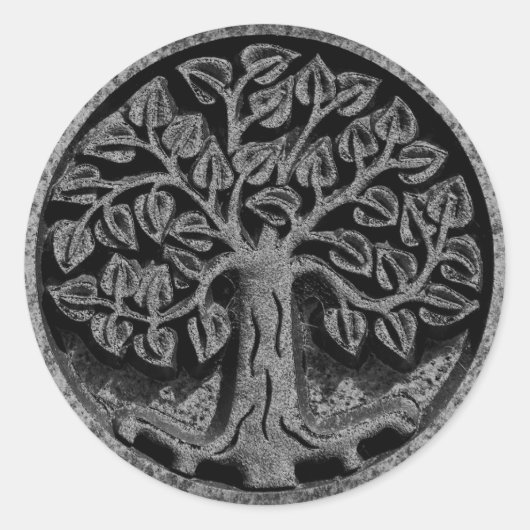 ライフサークルの彫刻された大理石の石の木ステッカー ラウンドシール (正面)