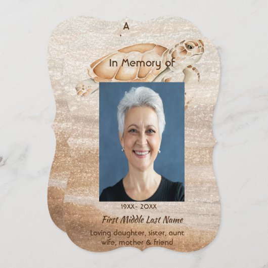 ライフサービスお祝いビーチウミガメ 招待状 (正面/裏面)