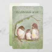 ライフサービスのお祝いスズメバードファミリー 招待状 (正面/裏面)