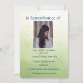 ライフサービスのお祝いスズメバードファミリー 招待状 (裏面)