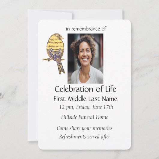 ライフサービスのお祝い招待状音楽ソングバード 招待状 (裏面)