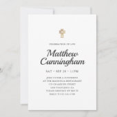 ライフシンプル金ゴールドフェイククロスお祝い 招待状 (正面)