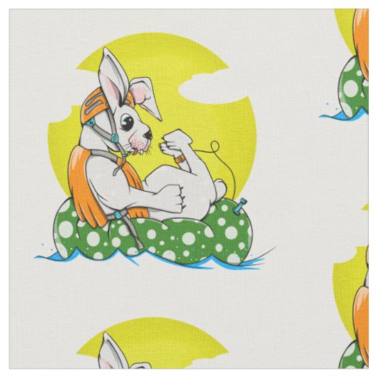 ライフジャケットを着たウサギ ファブリック (クローズアップ)