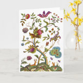 ライフジャコビーン刺繍の木 カード (黄色い花)