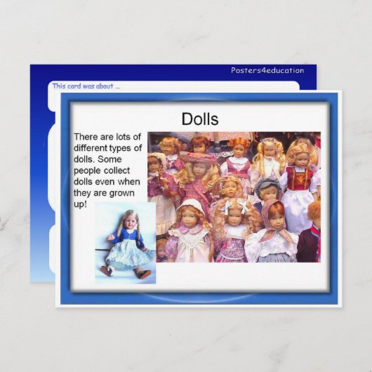 ライフスキル、おもちゃや人形 ポストカード (正面/裏面)