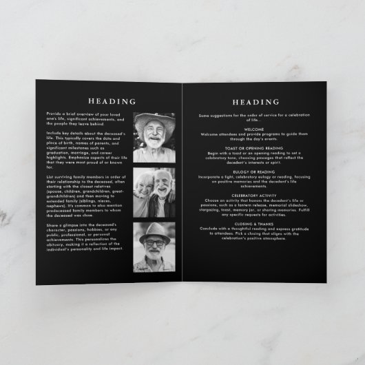 ライフスクリプエレガントトのお祝い4写真の葬儀 プログラム (内部)