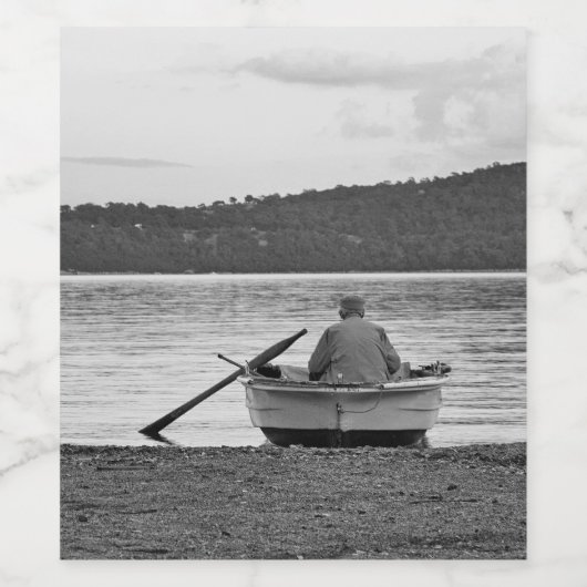 ライフスタイルカッコいい写真：エーゲ海の漁師 ワインラベル (シングルラベル)