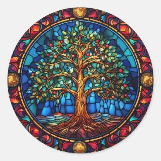 ライフステッカーの木 ラウンドシール (正面)