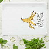 ライフスリップまたは滑ること時々 – バおもしろいナナピールデザイン キッチンタオル (折り畳み)