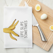 ライフスリップまたは滑ること時々 – バおもしろいナナピールデザイン キッチンタオル (四つ折り)