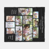 ライフス美しい瞬間11写真コラージュブラック フリースブランケット (正面(横))