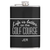 ライフズオンゴルフコース引用文 モノグラムの フラスク (正面)