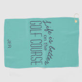 ライフズベターゴルフ引用文ティール（緑がかった色） | スポーツ選手 ゴルフタオル (横)