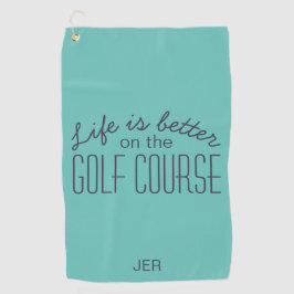 ライフズベターゴルフ引用文ティール（緑がかった色） | スポーツ選手 ゴルフタオル