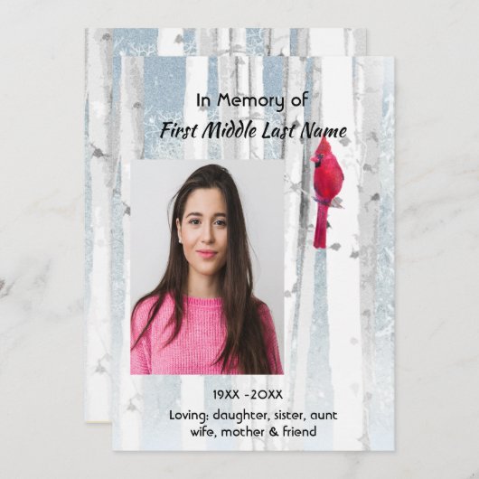 ライフセレブレーションサービス招待 カーディナルバード 招待状 (正面/裏面)