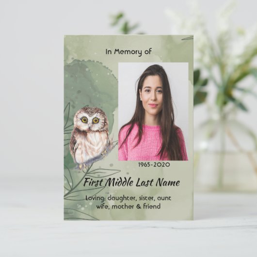 ライフセレブレーションサービス かわいいフクロウの鳥 招待状 (スタンド正面)