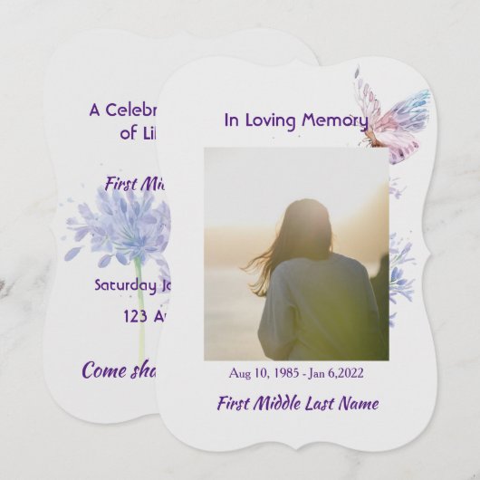 ライフセレブレーションサービス 招待 蝶 招待状 (正面/裏面)