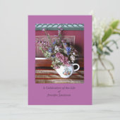 ライフセレブレーション招待状 花の入ったティーポット 招待状 (スタンド正面)