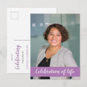 ライフセレブレーション パープル フォト 葬儀 招待状 (正面/裏面)