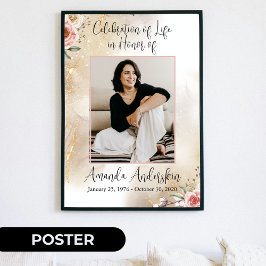 ライフセレブレーション ピンクとゴールドの葬儀 ポスター