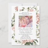 ライフセレブレーション ピンクローズ フラワーフォト 招待状 (正面)
