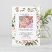 ライフセレブレーション ピンクローズ フラワーフォト 招待状 (スタンド正面)