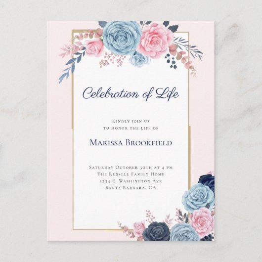 ライフセレブレーション フローラル お別れの会 招待状 (正面)