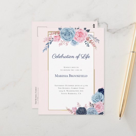 ライフセレブレーション フローラル お別れの案内 ポストカード (正面/裏面インサイチュ)