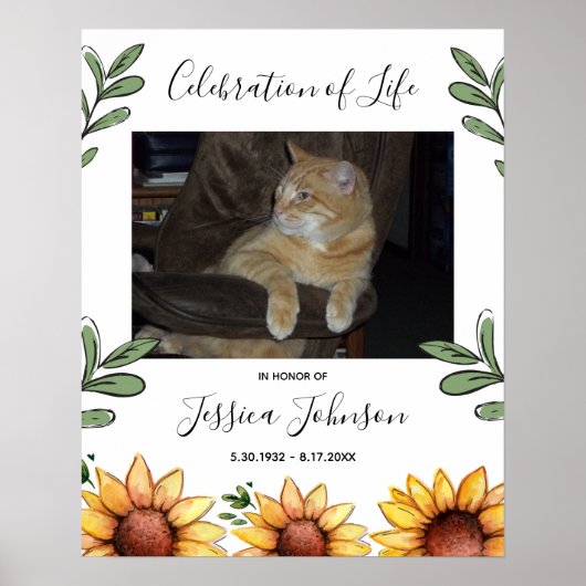 ライフセレブレーション 水彩ひまわり 写真1枚 ポスター (正面)