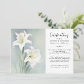 ライフセレブレーション 水彩 リリー フラワー 葬儀 招待状 (スタンド正面)
