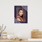 ライフセレブレーション 紫のゴールド フォト 葬儀 看板 ポスター (キッチン)