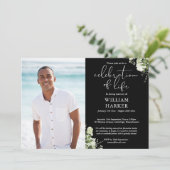 ライフセレブレーション 緑の花 葬儀 フォト 招待状 (スタンド正面)