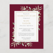 ライフセレブレーション・葬儀 ワインレッドの招待状 ポストカード (正面)